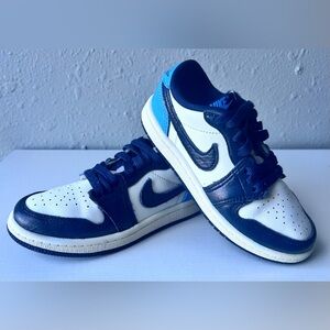Nike Sneaker Shoes Air Jordan 1 Retro Low OG White Blue Black Size 12C